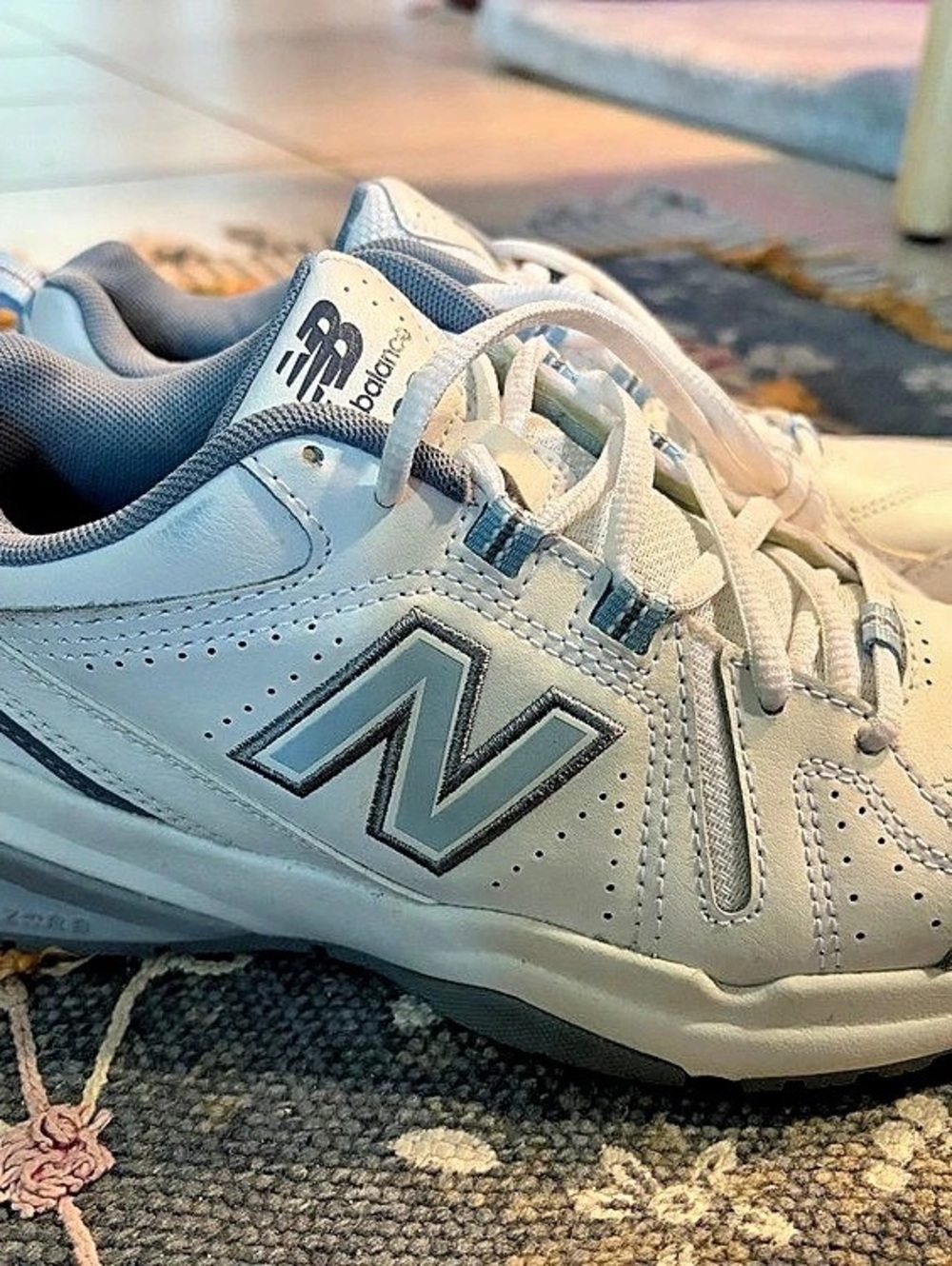 New Balance 608 v5 White Light Blue v5 Athletic Sneakers in White & Blue